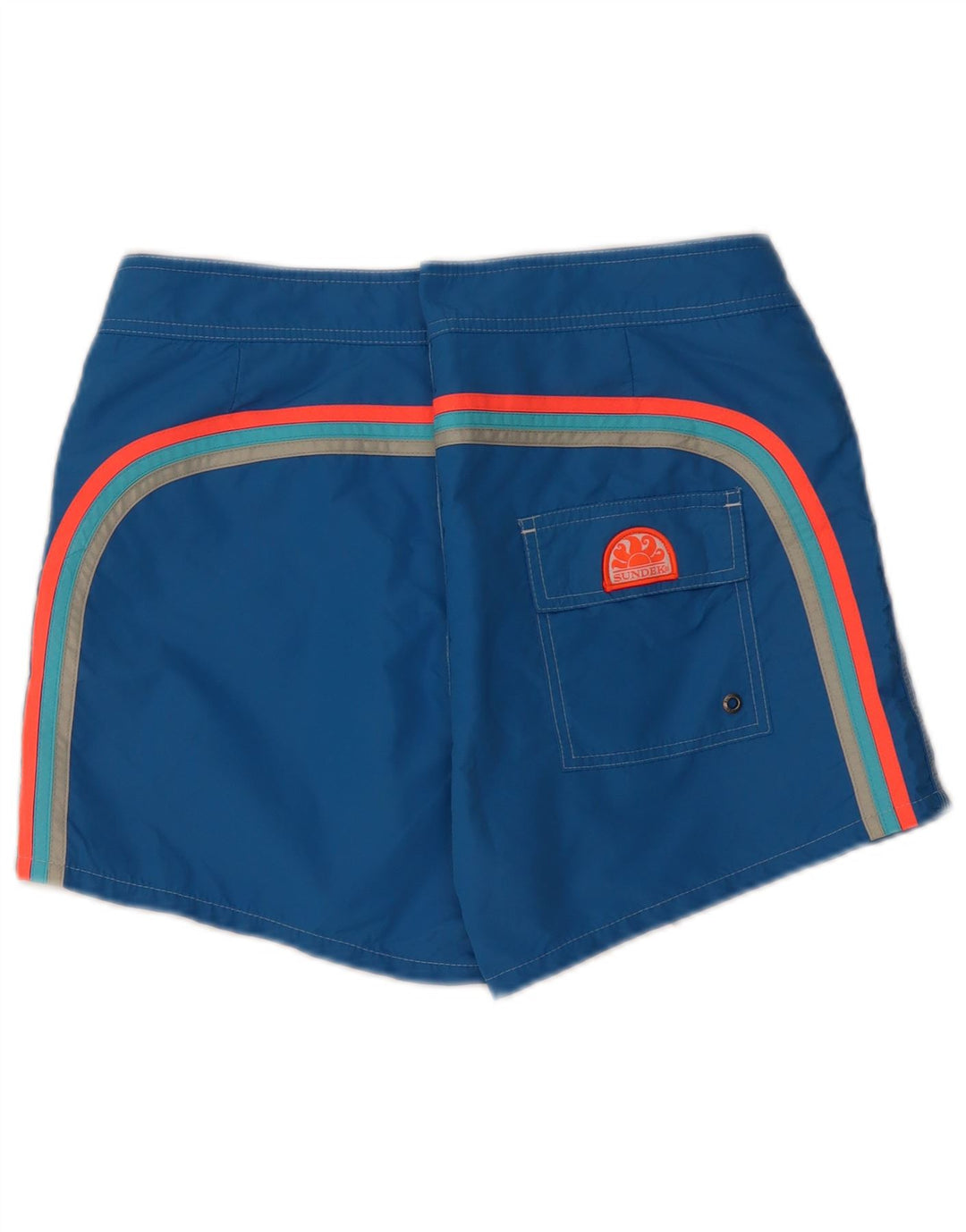 Pantaloncini da bagno grafici da uomo SUNDEK in nylon a righe blu medio