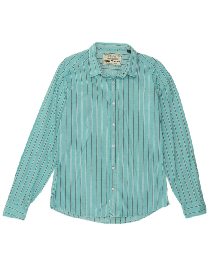 Camicia da uomo slim fit ESPRIT gessato medio turchese
