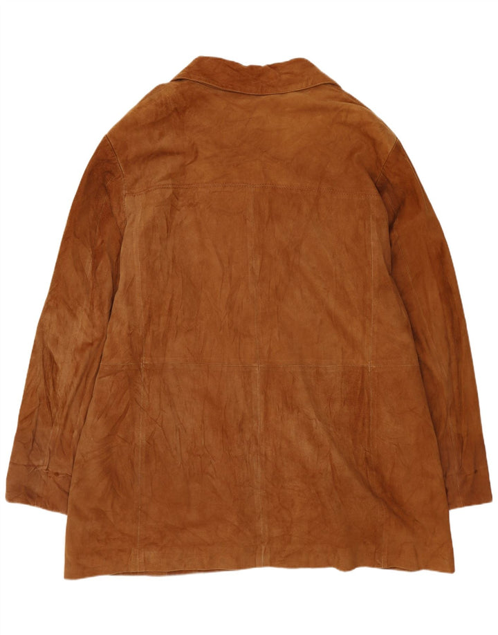 Soprabito in pelle scamosciata da donna VINTAGE UK 20 2XL Pelle beige