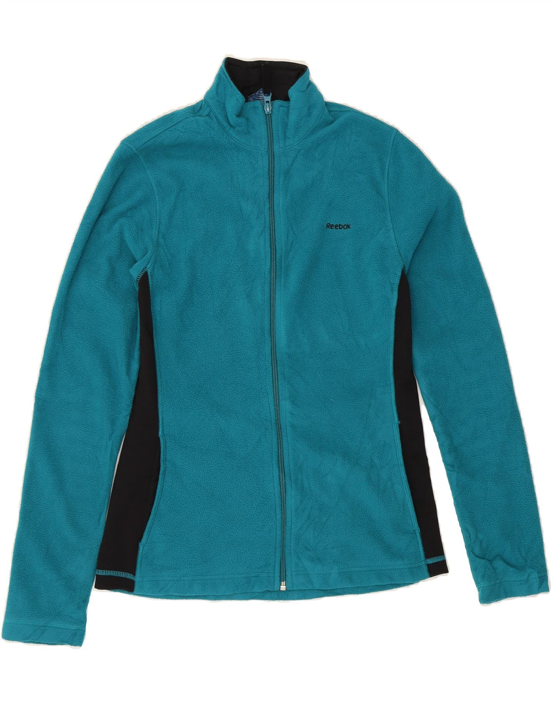 REEBOK Womens Fleece Jacket UK 10 Small Blue Colourblock Polyester Vintage Reebok and Second-Hand Reebok from Messina Hembry 