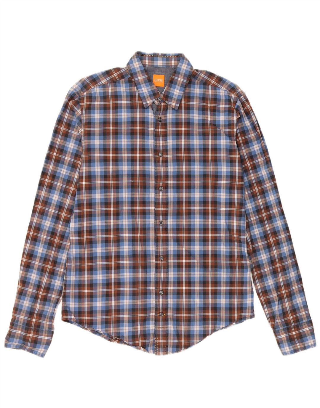 Camicia da uomo HUGO BOSS in cotone a quadri blu medio