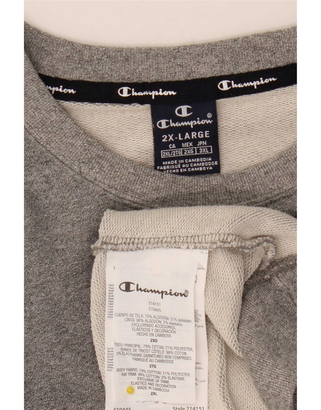 Felpa da uomo Champion Jumper 2XL Cotone chiazzato grigio