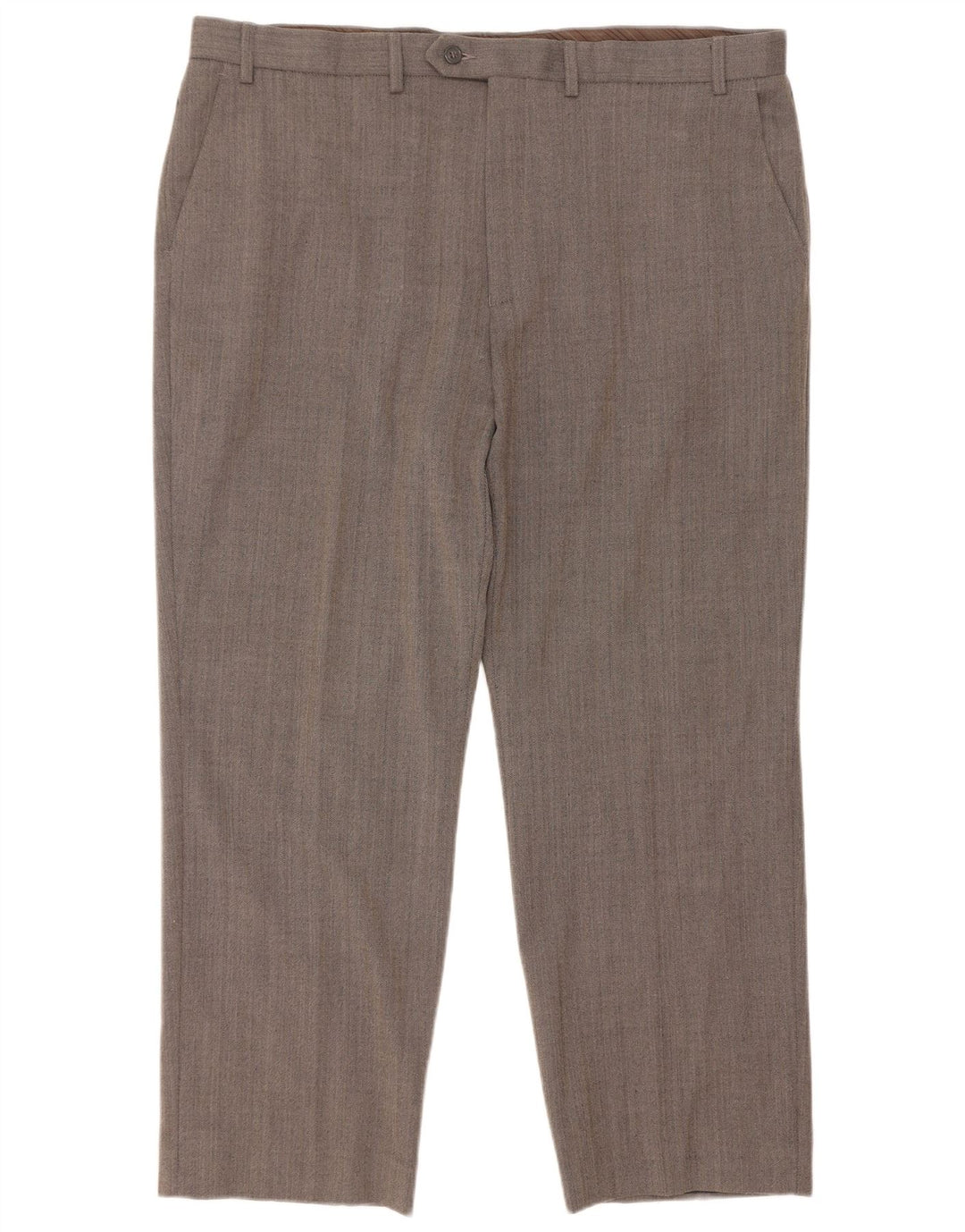 Pantaloni da abito dritti da uomo Marks & Spencer W40 L29 grigi a spina di pesce
