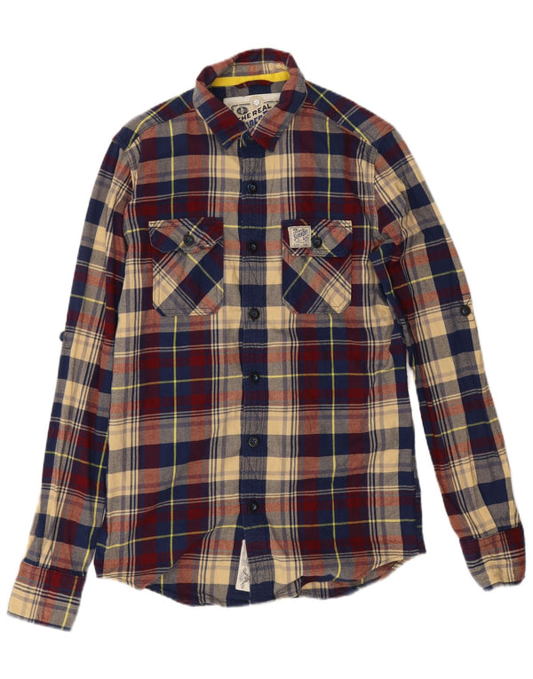 Camicia da uomo in flanella Superdry a quadri piccoli in cotone multicolore