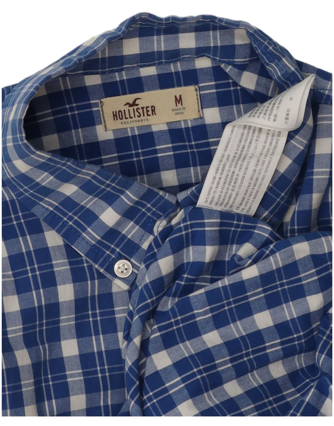 Camicia a quadri Hollister da uomo in cotone a quadri blu medio