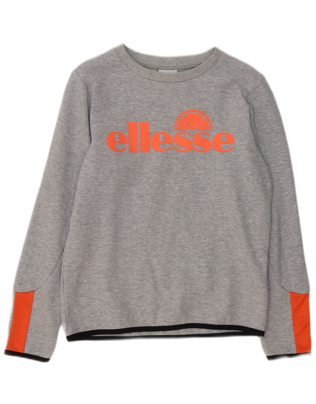 ELLESSE Felpa con grafica da donna Maglione UK 14 Grande cotone chiazzato grigio