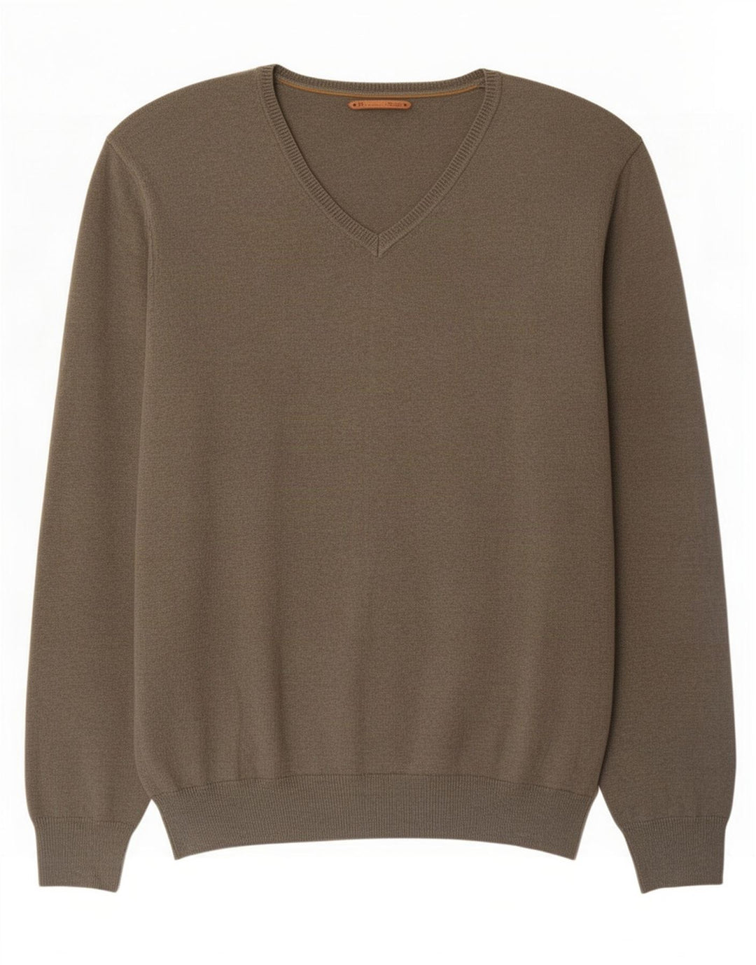 Massimo Dutti Maglione da uomo con scollo a V grande color kaki