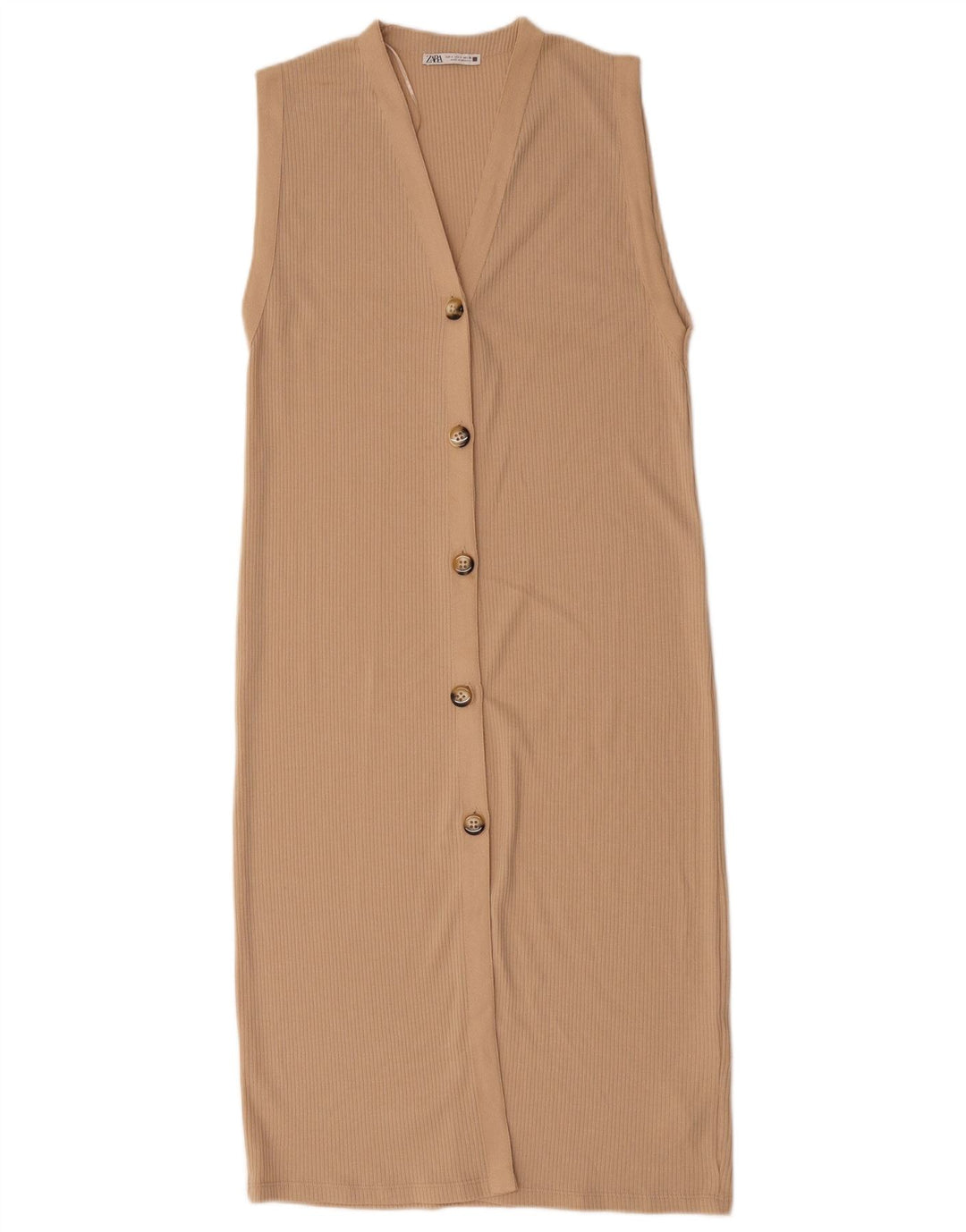 Abito maglione senza maniche da donna Zara UK 10 piccolo poliestere beige