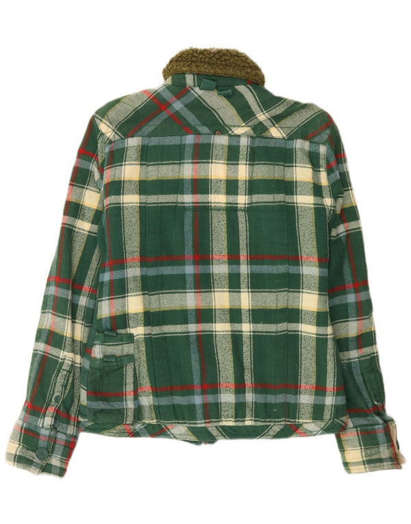 Giacca pratica da donna SUPERDRY UK 12 Cotone a quadri verde medio