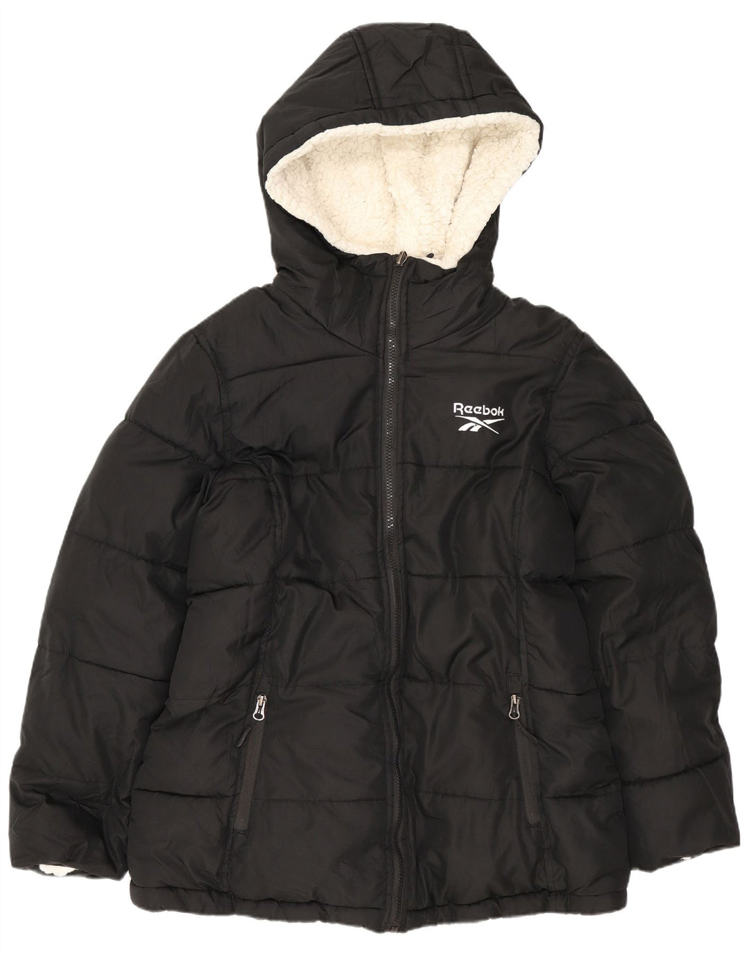 Giacca imbottita reversibile con cappuccio da donna Reebok UK 14 Medium Nero Poliestere