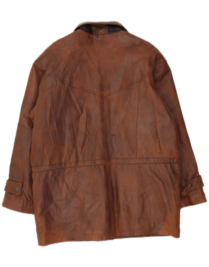 Cappotto giacca a vento in pelle da uomo C&A UK 42 XL Pelle marrone