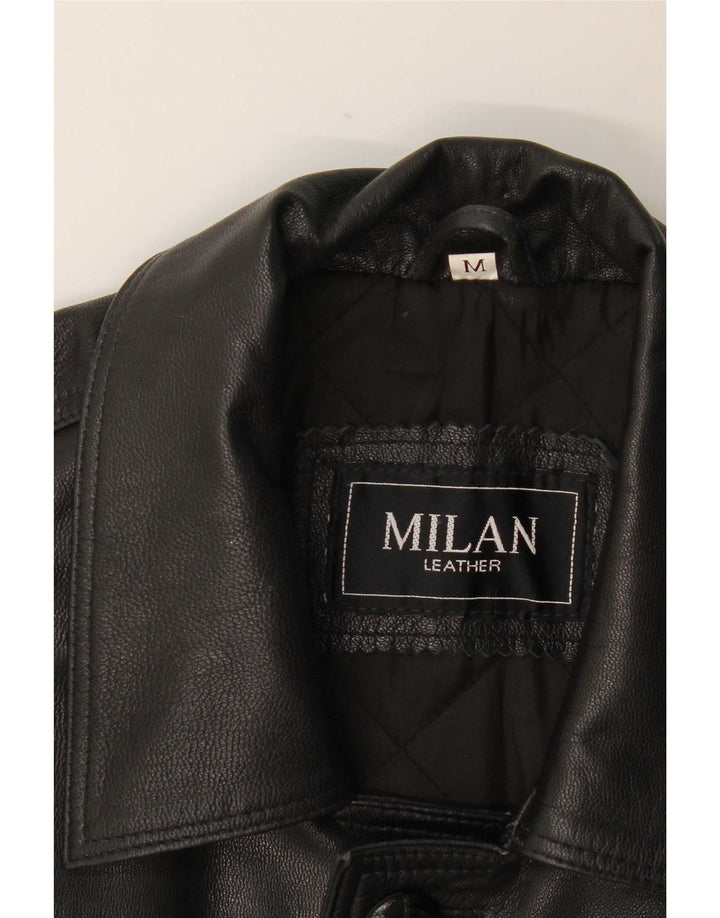 Giacca in pelle da uomo Milan UK 38 media nera classica