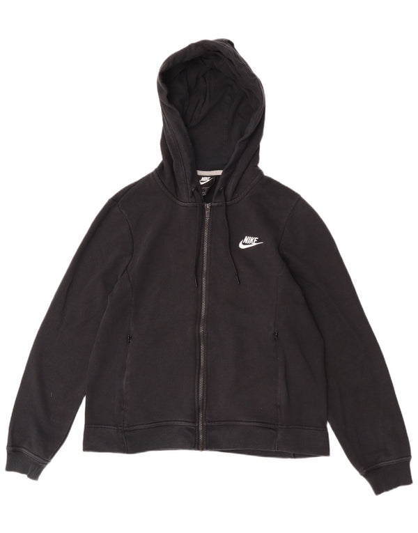 Felpa con cappuccio e zip da donna Nike UK 14 cotone nero medio