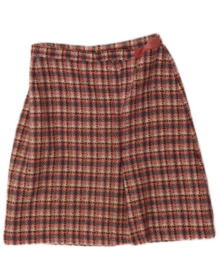 Gonna a trapezio da donna vintage EU 38 media W28 pied de poule rosa