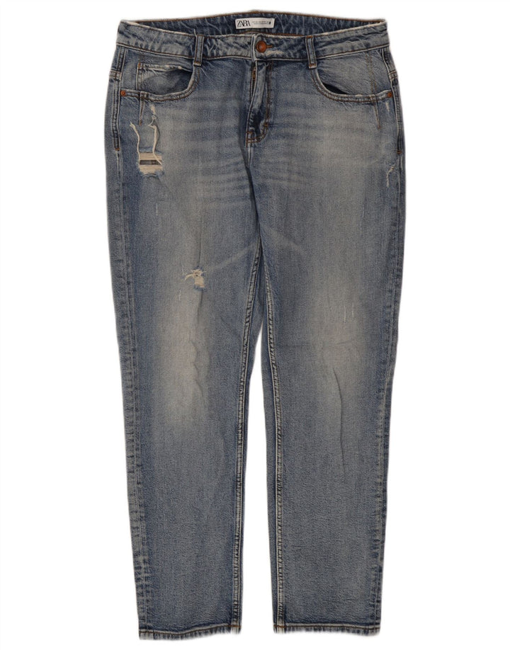 Jeans slim invecchiati da donna Zara EU 40 medio W30 L28 cotone blu