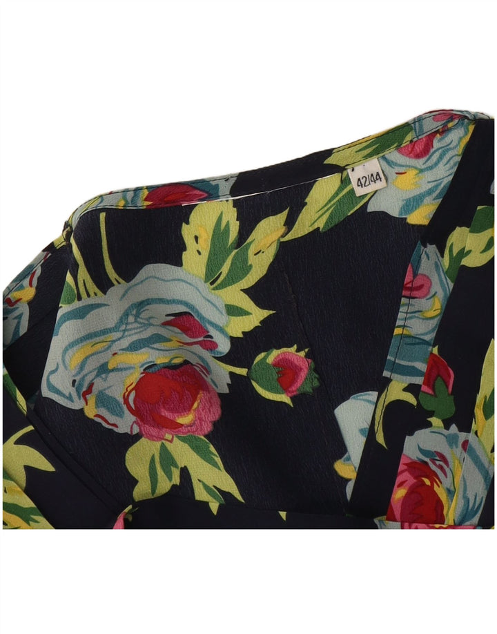 Camicetta vintage da donna Top IT 42/44 Medio blu navy floreale