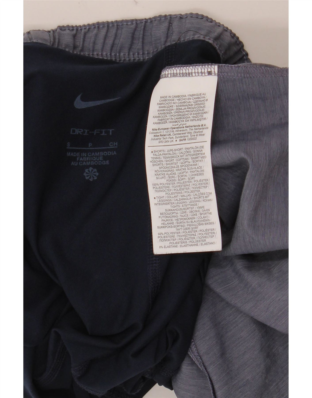 Pantaloncini sportivi NIKE da donna Dri Fit UK 10 piccoli blu in poliestere color block