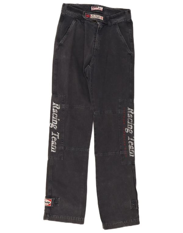 Pantaloni casual da motociclista con grafica vintage da uomo IT 46 Small W30 L34 Grigio