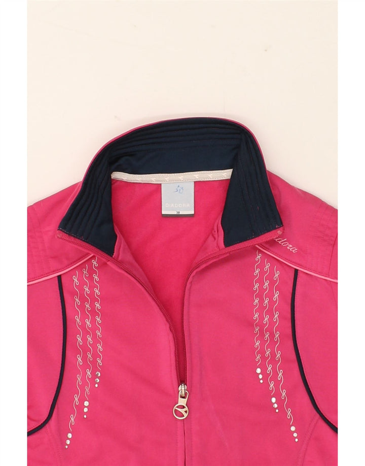 DIADORA Girls Tracksuit Top Jacket 10-11 Years Pink Polyester Vintage Diadora and Second-Hand Diadora from Messina Hembry 