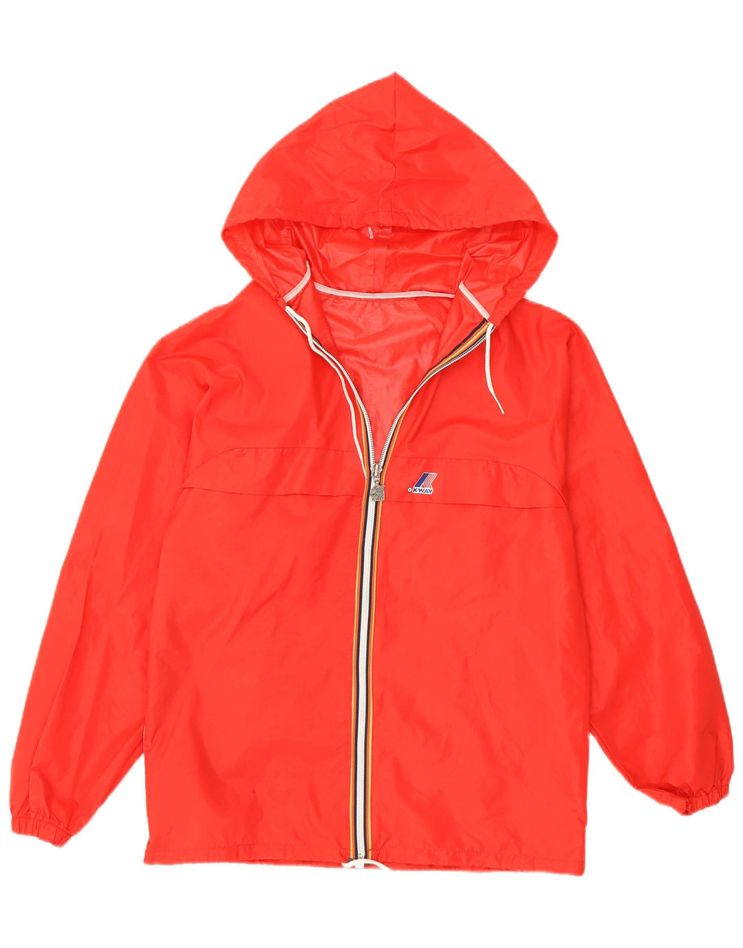 Giacca antipioggia con cappuccio da donna K-Way UK 14 media rossa