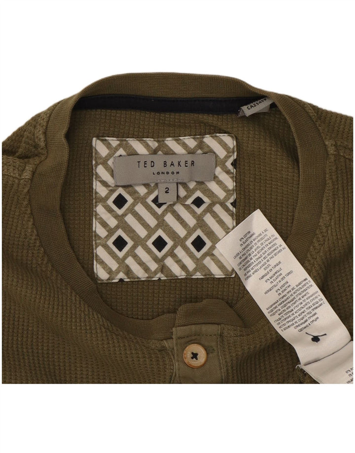 Ted Baker Mens T-Shirt Top Size 2 Small Khaki Cotton