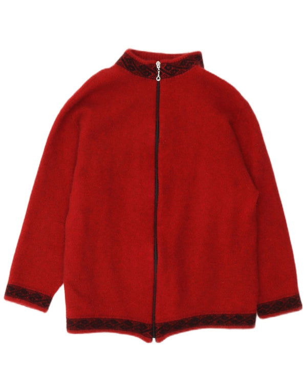 Maglione cardigan da donna Lothlorian UK 18 XL Rosso geometrico