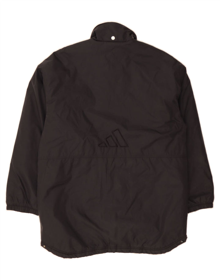 ADIDAS Mens Oversized Graphic Windbreaker Jacket UK 36/38 Small Black Vintage Adidas and Second-Hand Adidas from Messina Hembry 