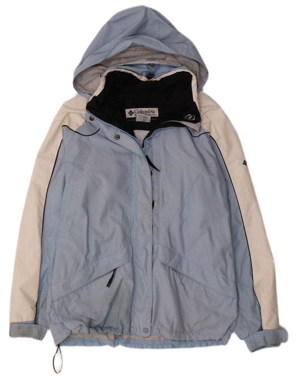 Giacca antipioggia da donna Columbia Interchange con cappuccio UK 16 Large Blue Colourblock