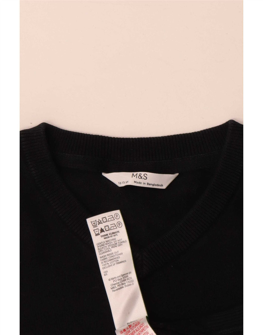 Maglione Marks & Spencer per ragazzi con scollo a V 12-13 anni in cotone nero