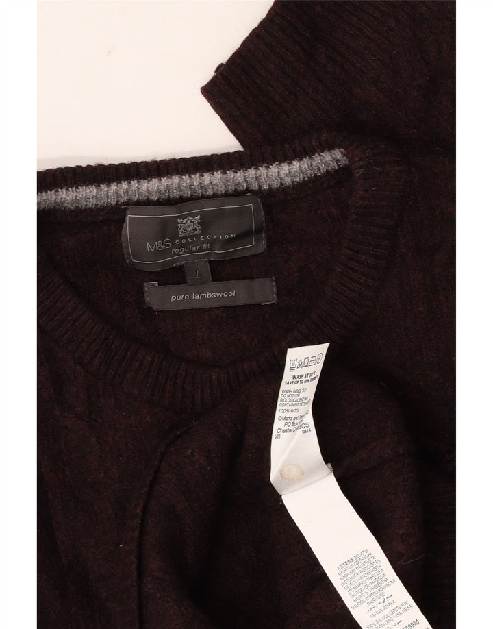 Maglione maglione girocollo vestibilità regolare da uomo Marks & Spencer grande bordeaux