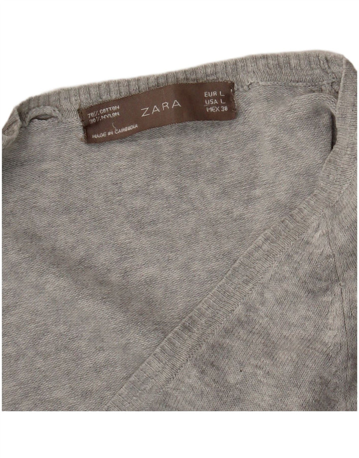 Maglione cardigan da donna Zara UK 14 grande grigio screziato