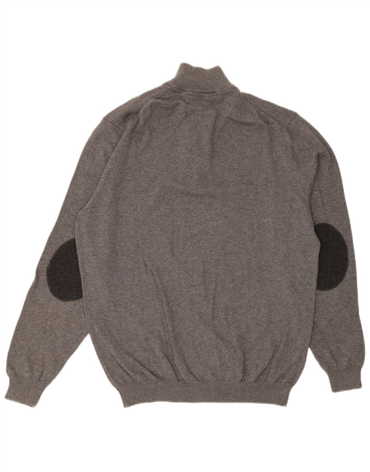 Massimo Dutti Maglione da uomo con zip e collo XL in cotone grigio