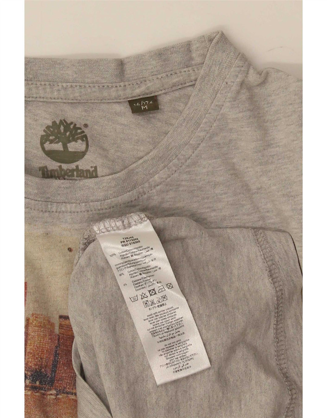 Top grafico da ragazzo Timberland manica lunga 15-16 anni cotone grigio medio