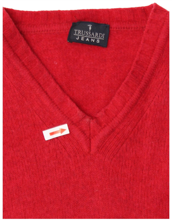 Maglione Trussardi Uomo Scollo a V Rosso Medio Lana