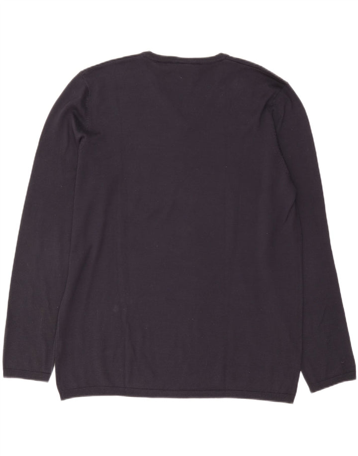 Maglione da uomo Dkny con scollo a V XL in seta blu navy