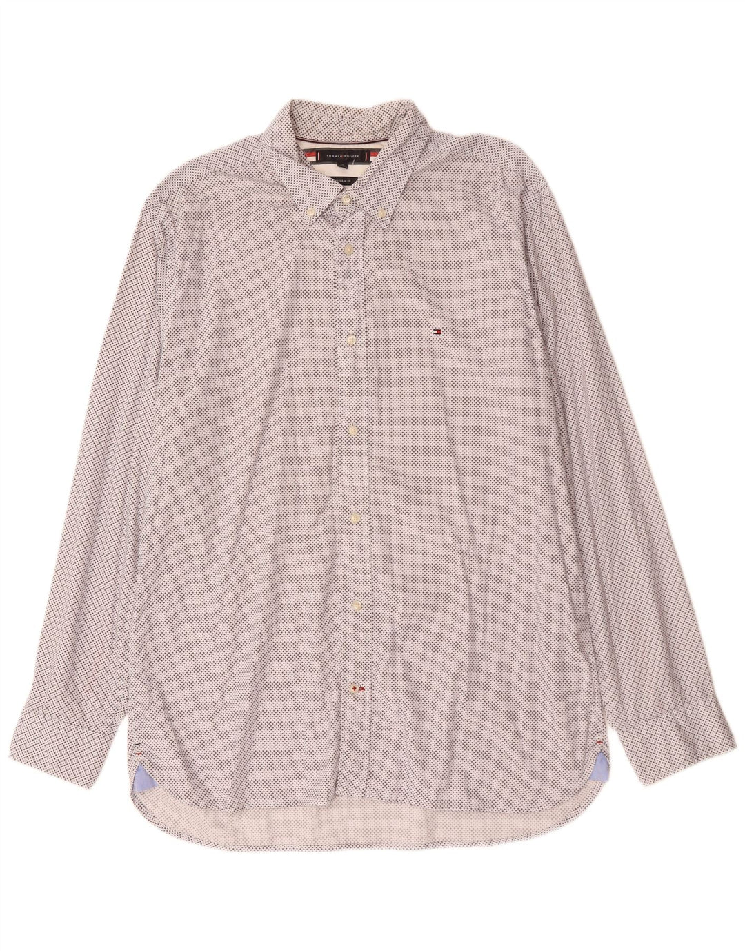 TOMMY HILFIGER Camicia da uomo vestibilità regolare XL cotone maculato bianco