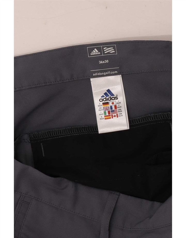 Pantaloni chino dritti da golf da uomo Adidas W36 L30 poliestere grigio