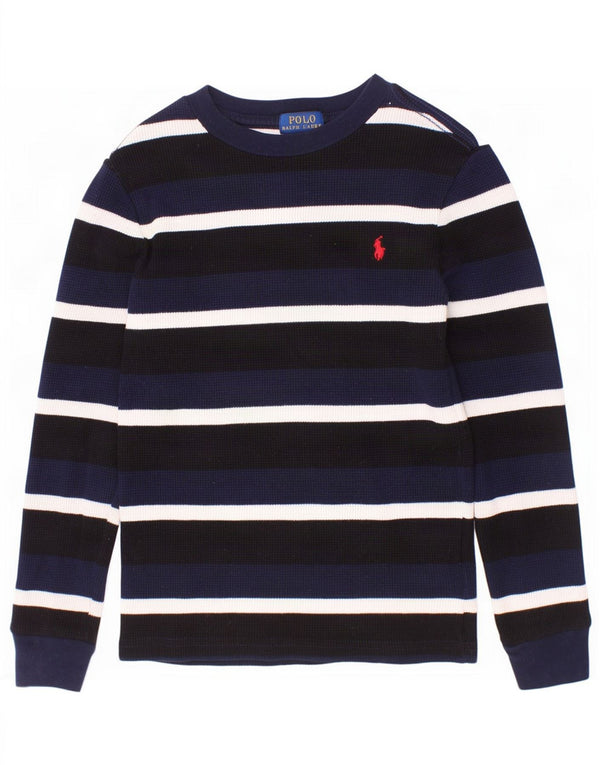 Polo Ralph Lauren Maglia da bambino a maniche lunghe 6-7 anni in cotone a righe blu navy