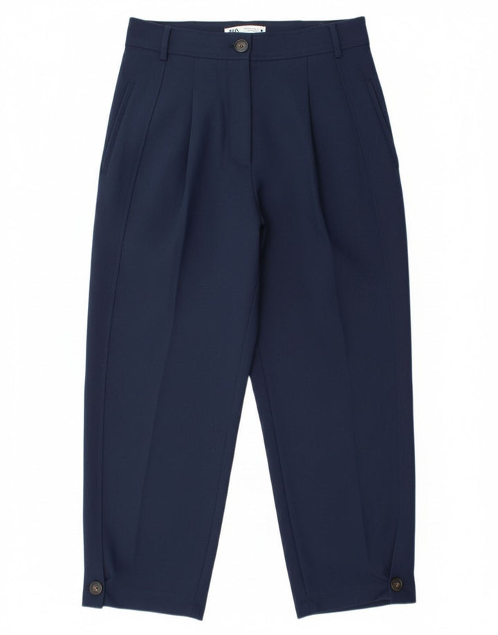 Pantaloni chino con pegging da donna Zara medi W28 L26 poliestere blu navy