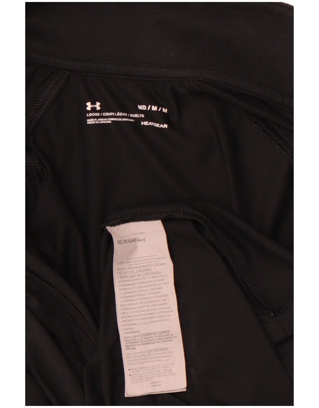 UNDER ARMOUR Top grafico da donna con zip e collo manica lunga UK 14 medio nero