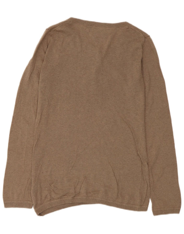 Maglione maglione con scollo a barca da donna Tommy Hilfiger UK 14 grande cotone marrone
