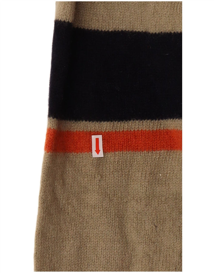 Maglione Kappa da donna con zip e collo, classico in lana a righe beige medio