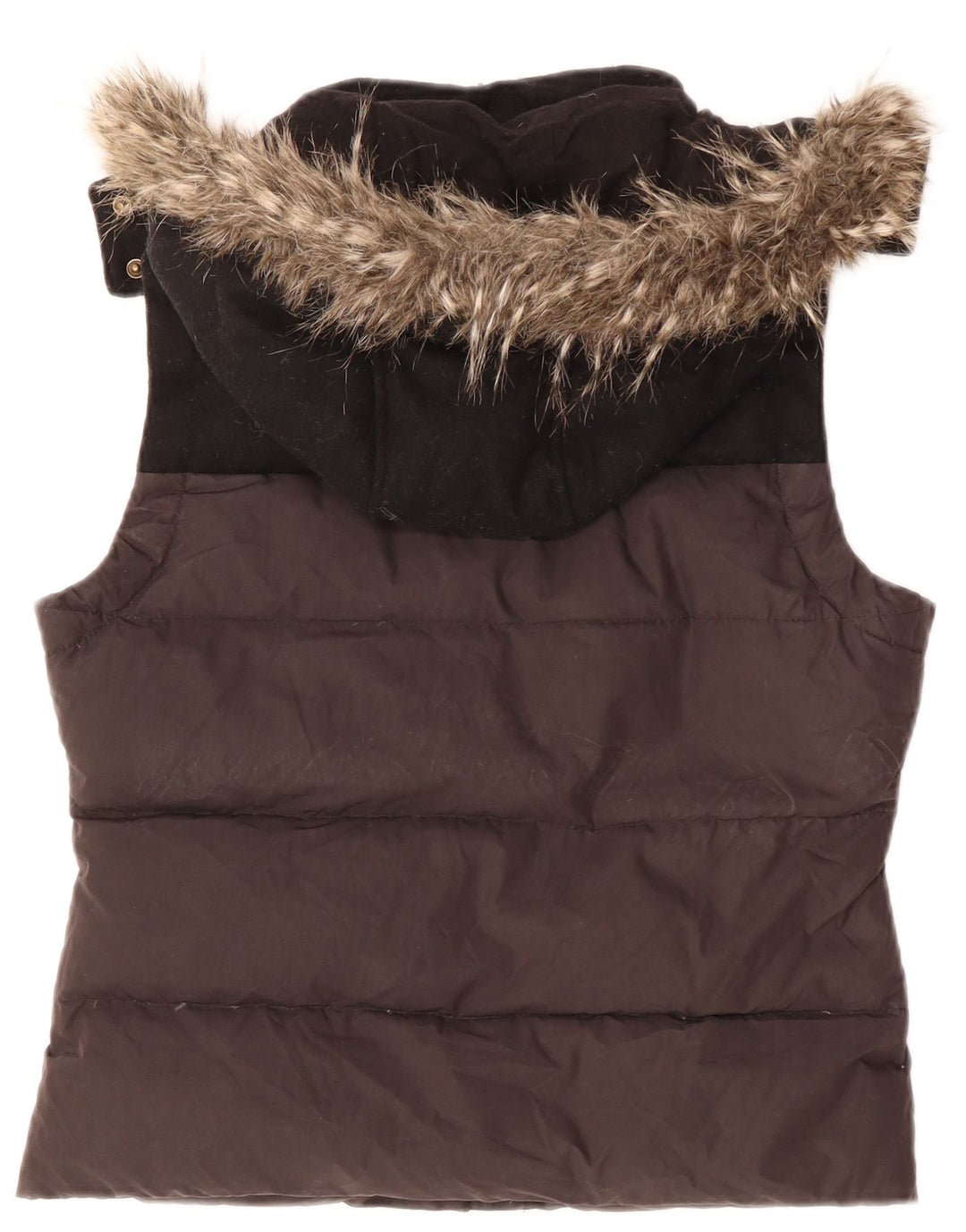 JACK WILLS Gilet imbottito con cappuccio da donna UK 12 Medium Nero Colourblock