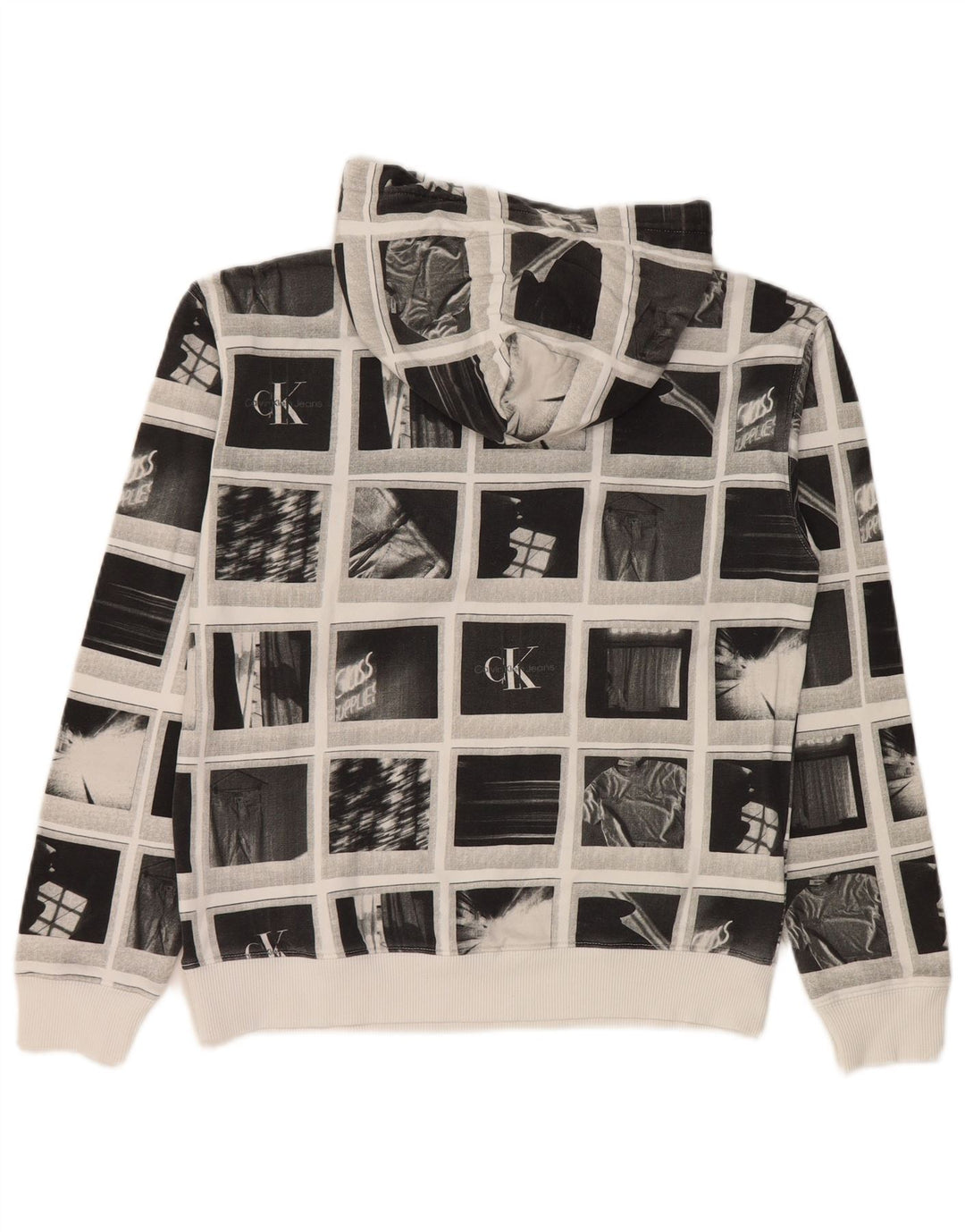Maglione con cappuccio grafico da bambino Calvin Klein Jeans 13-14 anni Patchwork grigio