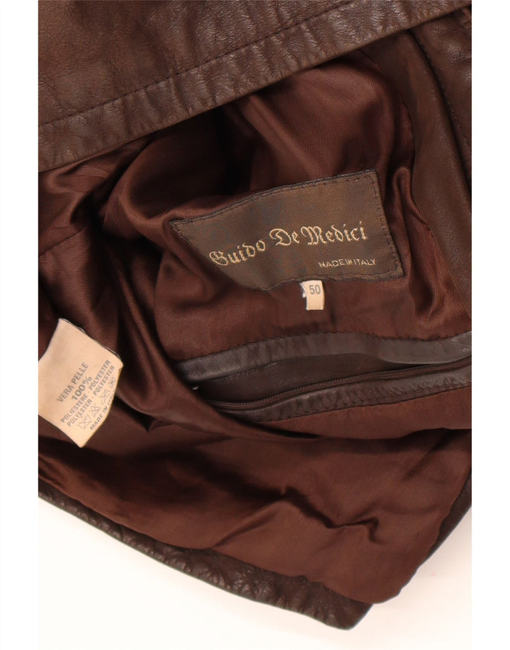 Giacca in pelle vintage da uomo IT 50 grande in pelle marrone