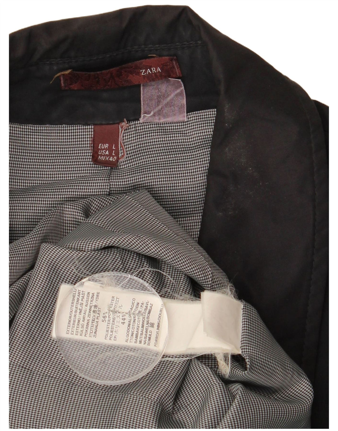 Trench da uomo Zara UK 40 grande poliestere nero