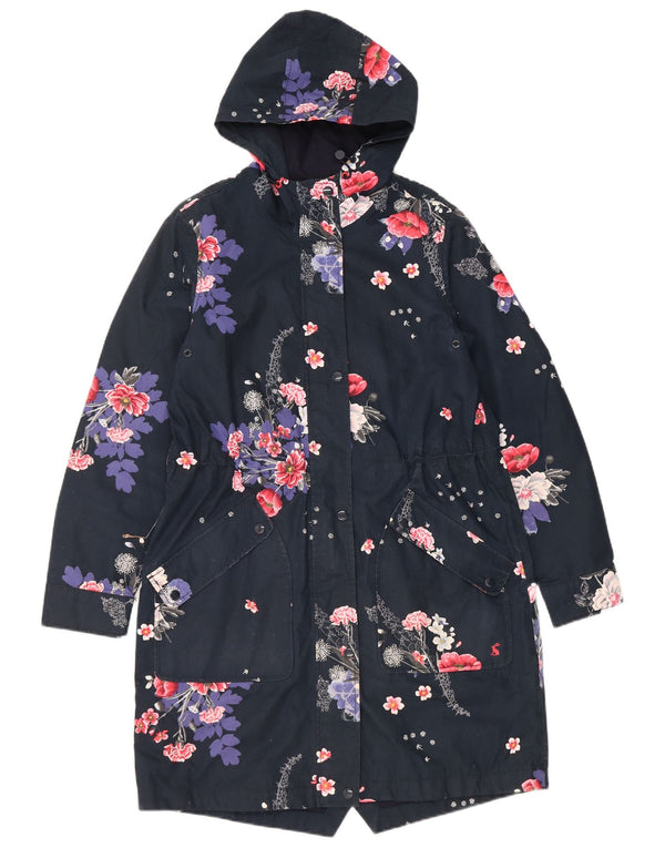 Impermeabile con cappuccio da donna Joules UK 12 medio poliestere floreale blu navy