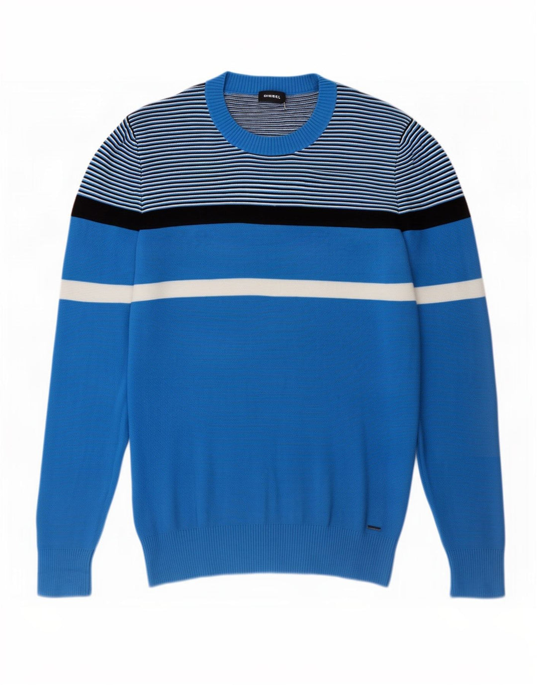 Diesel Uomo Maglione Girocollo Maglione Piccolo Cotone Colorblock Blu