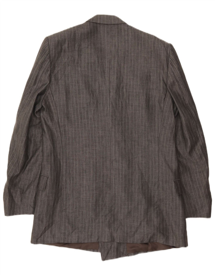 Giacca blazer doppiopetto vintage da uomo IT 50 grande gessato grigio