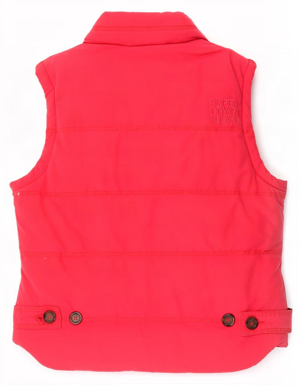 Gilet imbottito da donna Superdry UK 14 rosso medio in cotone